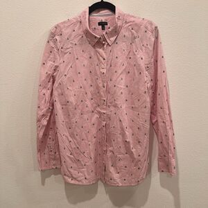 Talbots Preppy Nautical Novelty Anchor Sailboat Long Sleeve Button-Up Shirt XL